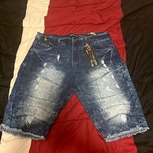 Sacred Crown Blue Jean Shorts 36w
